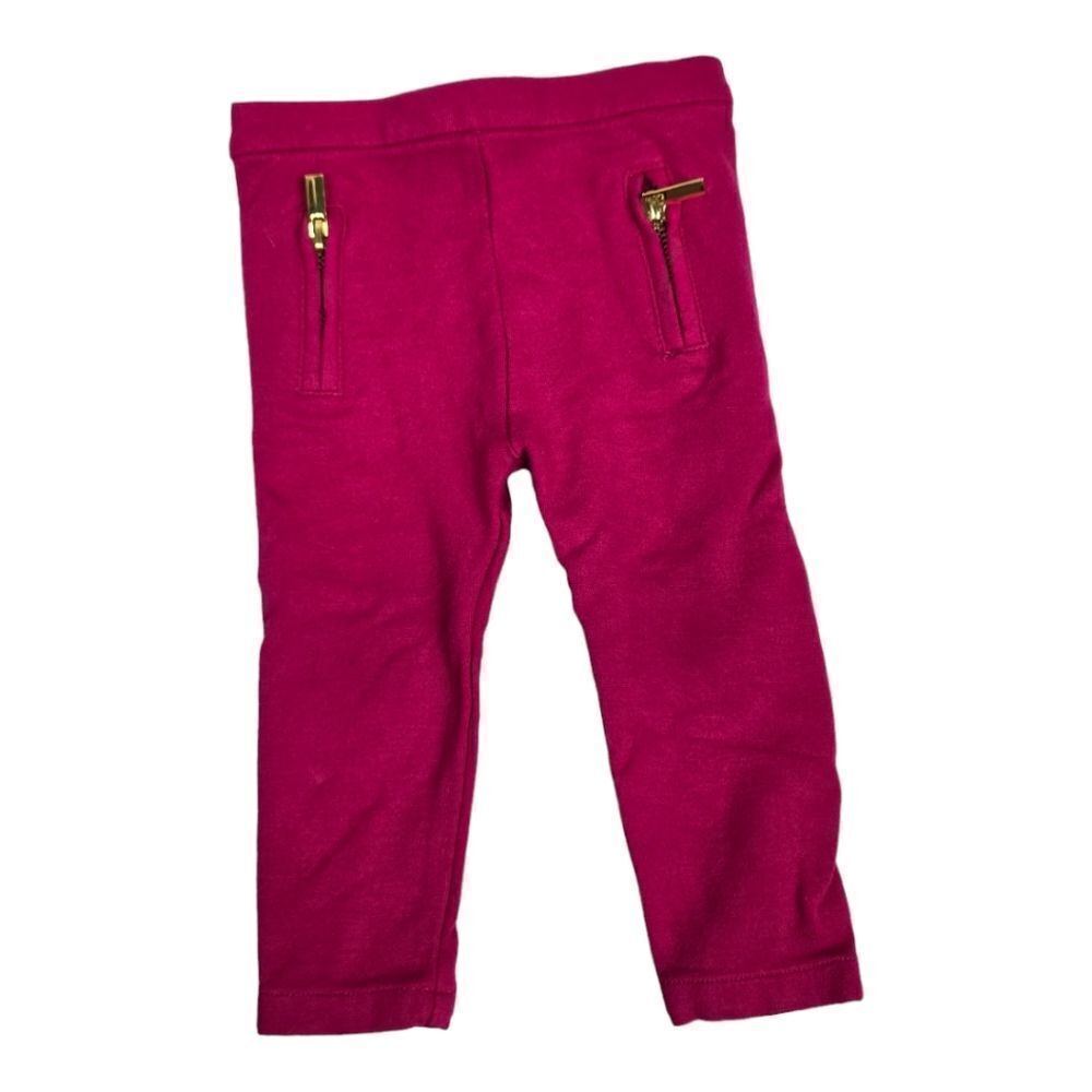 Kate Spade Baby Girl 12M Hot Pink Designer Soft Knit Pull On Pants Zip Pockets